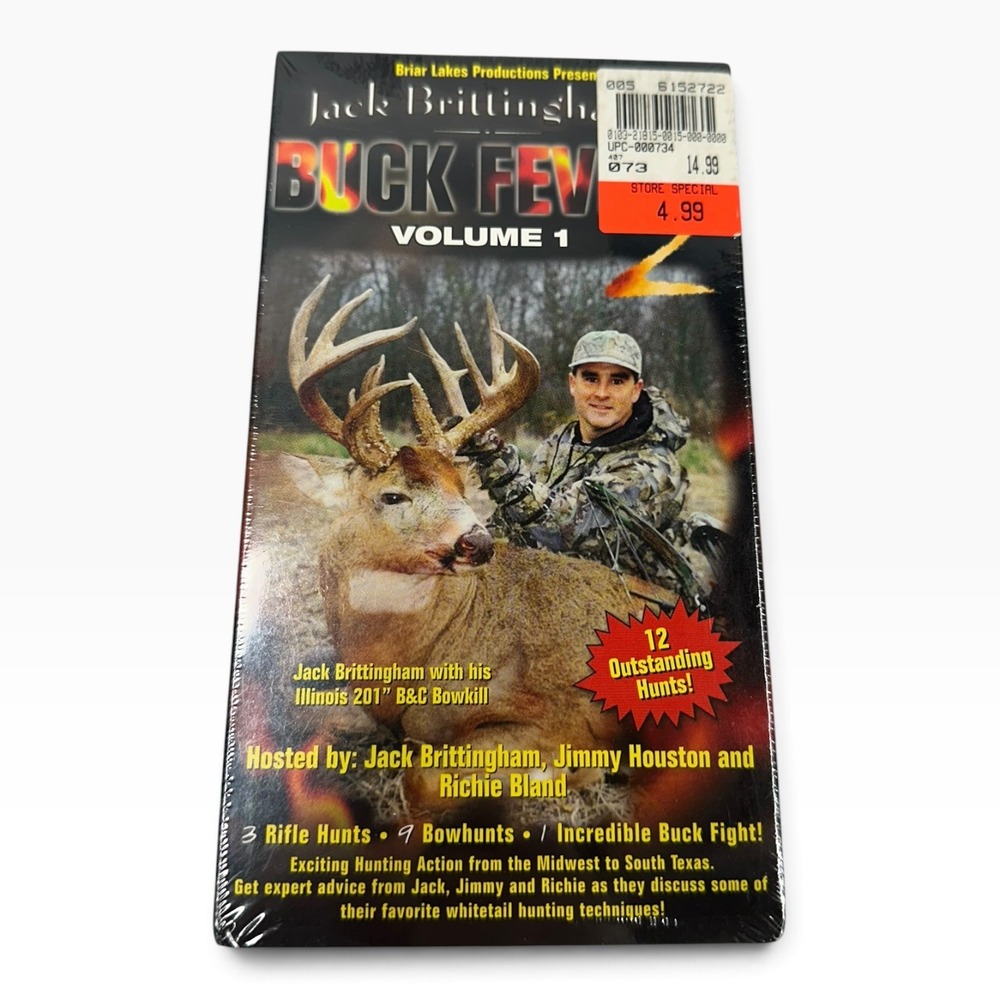 Jack Brittingham Buck Fever 2 Volume 1 VHS New Sealed Whitetail Hunting 12 Hunts